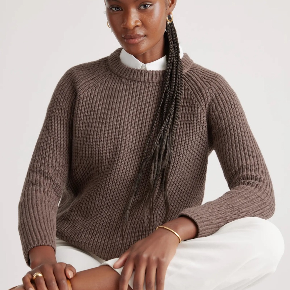Women's Brown Ribbed Sweater
